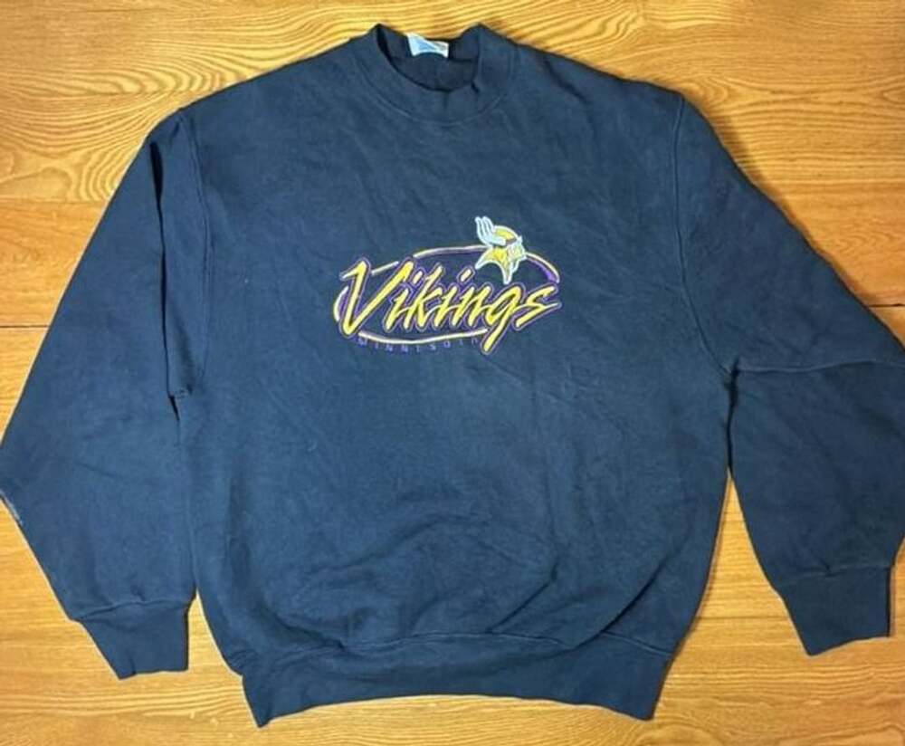 Pro Player Minnesota Vikings Sweatshirt Size L Black Embroidered NFL